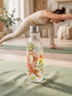 🆕 Lori Siebert Breast Cancer Awareness Ribbon Glass Water Bottle